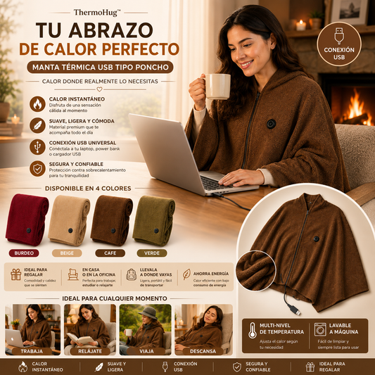 ThermoHug™ | Manta Térmica USB de Calor Portátil