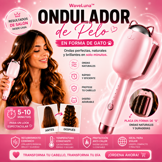 WaveLuna™ | Ondulador de Pelo en Forma de Gato