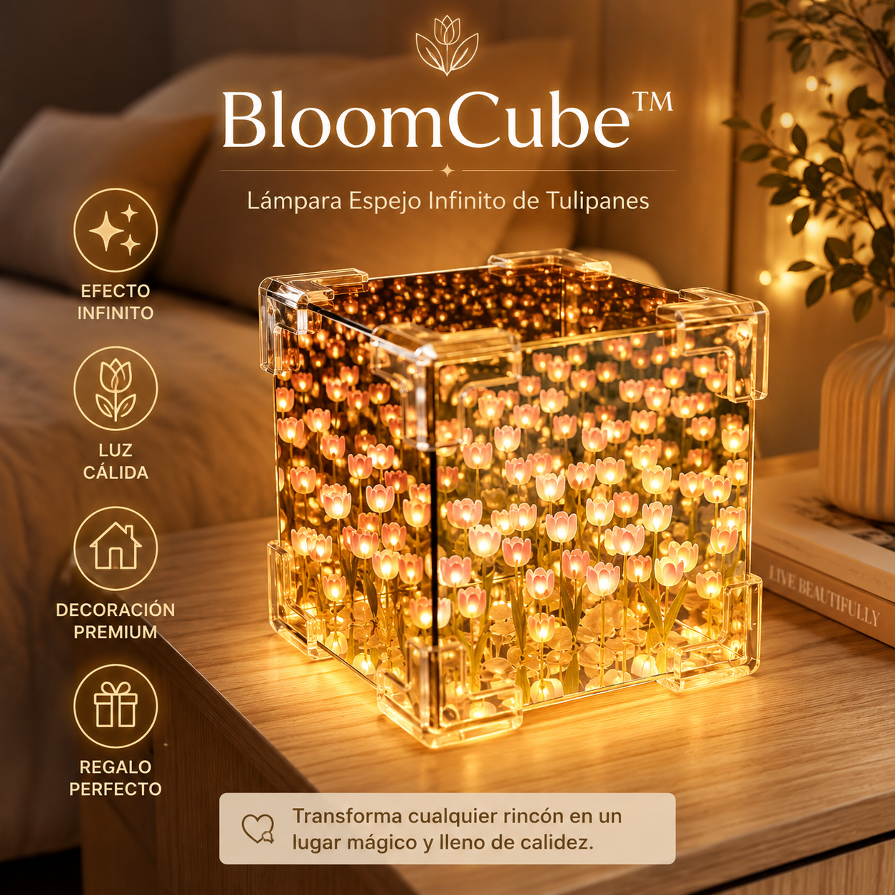 BloomCube™ |Lámpara Espejo de Tulipanes