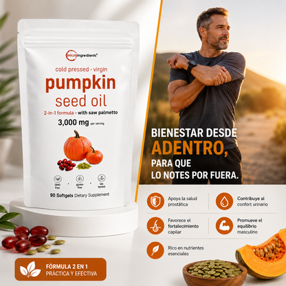 Aceite De Semilla De Calabaza + Extracto De Saw Palmetto| 90 Cápsulas